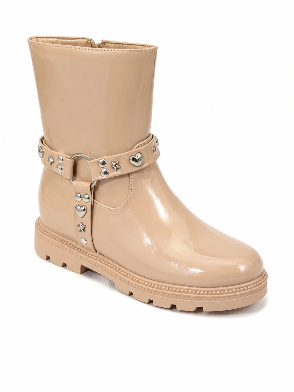 NIB Olivia Miller Little & Big Kid Girls Harness Lug Chelsea Boots in blush